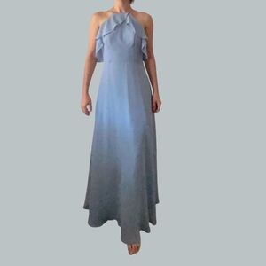 Birdy Grey Jules Chiffon Maxi Formal Bridesmaid Prom Dress Dusty Blue Size XS
